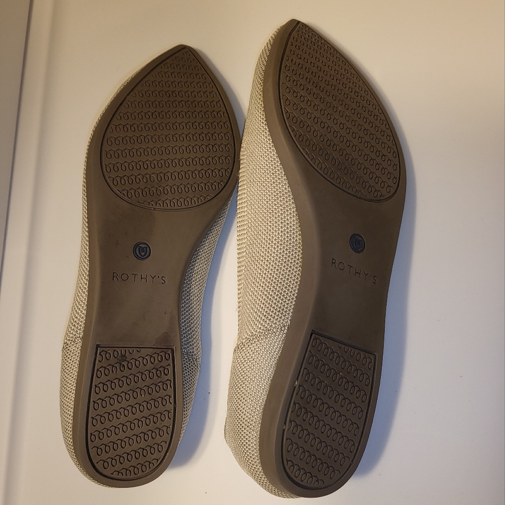 Rothy ’S Point Birdseye Flax Grey Flats Size 9 - image 5